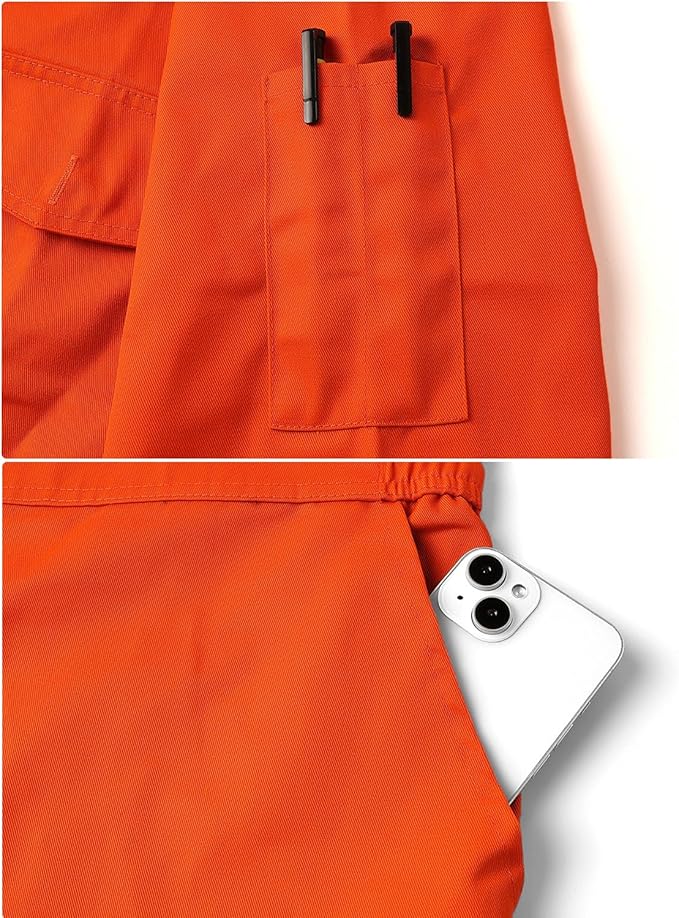 Men's Work Coverall High Visibility Overalls Mechanics Coveralls Workwear Jumpsuit with Multi Pockets