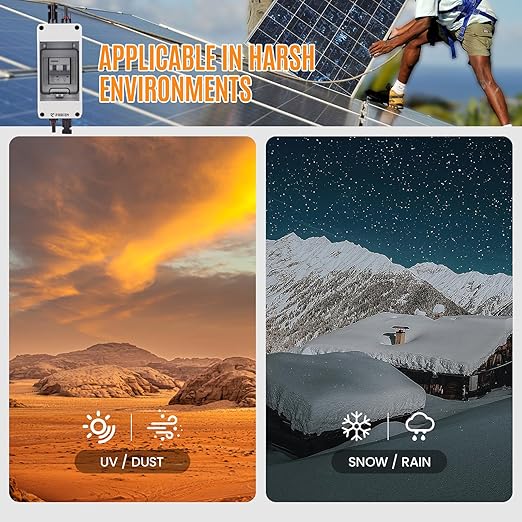 Solar Panel Disconnect Switch 1000V 30A PV Disconnect Switch Box Outdoor Breaker and Enclosure for Solar PV Panels Homes Battery (30Amp)
