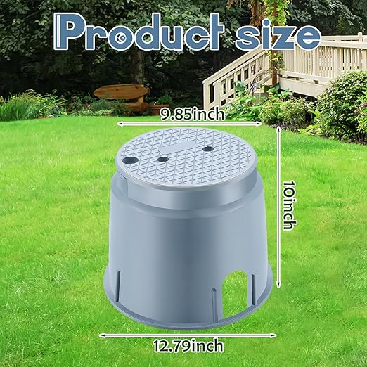 Tandefio 1 Pc 910 Electrical Splice Box 10 Inch Diameter Underground Electrical Junction Box Inground for Outdoor Wiring Splices (Gray)