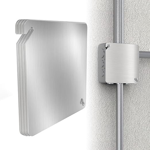 4 Pcs 4x4 Square Electrical Box Cover Plate, Metal Junction Box Covers Plate for 4 inch Electrical Box, Blank Electric Outlet Box Cover Prevents Accidental Electrocution