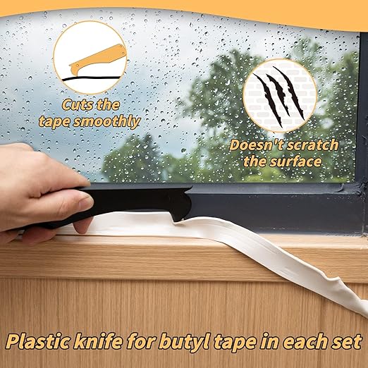 Butyl Seal Putty Tape White1 Inch x 120 Feet(4 Pack),Leak Proof Butal Tape for RV Repair, Window, Boat Sealing, Glass and EDPM Rubber Roof Patching