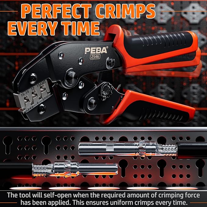PEBA Solar Crimping Tool for 16-10AWG Solar Panel PV Cable, Solar connector crimping tools/Solar PV Tool, Solar Crimper for installing Solar Connectors easily and accurately, Orange+black