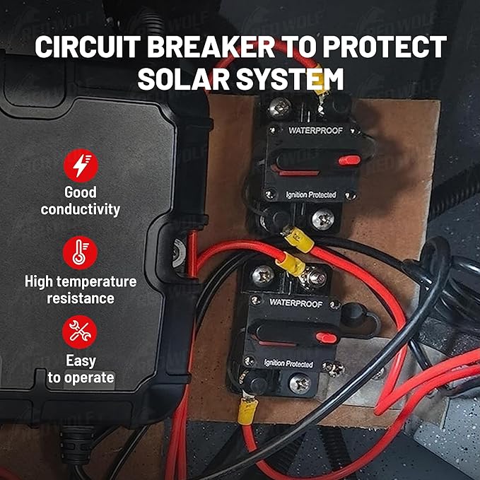 RED WOLF Waterproof 100Amp Circuit Breaker for Boat Trolling Motor Marine ATV Vehicles Stereo Audio Electronic Battery System Inline Fuse with Manual Reset Switch 12V-48V DC