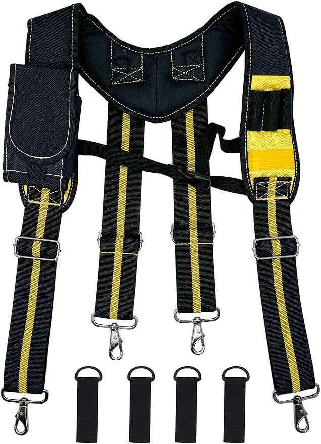 Cedriany Tool Belt Suspenders for Work Belt Suspenders Heavy Duty Padded with Attachment Loops for Men