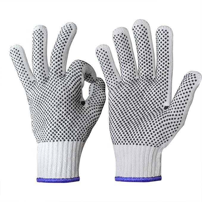 Evridwear Cotton Polyester String Knit Shell Safety Protection Work Gloves for Painter Mechanic Industrial Warehouse Gardening Construction Men One Case (12 PairsX20) With Two Side dots, M Size