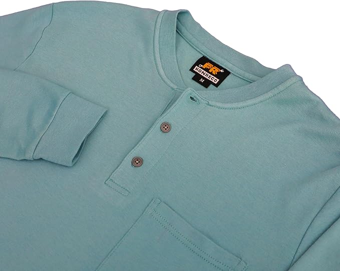 KONRECO FR Shirts for Men Long Sleeve 7oz Cotton Flame Resistant/Fire Retardant CAT2 Henley Shirt