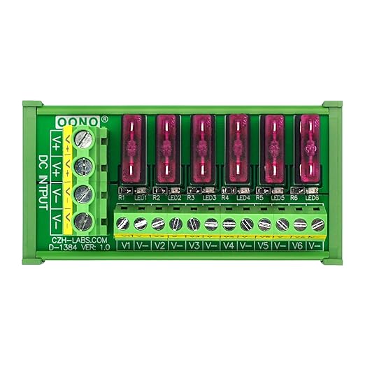 DC Power Fuse Distribution Strip Module (6 Position, DIN Rail Mount)