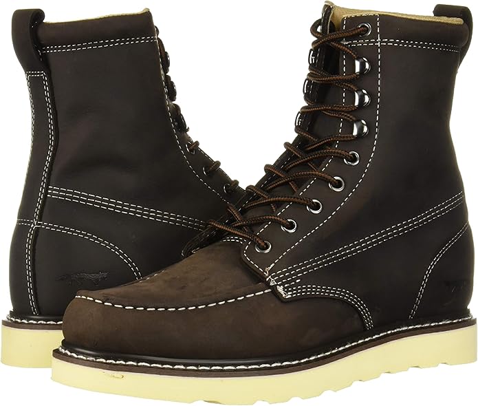 Golden Fox 8" Men's Moc Toe Wedge Comfortable Leather Work Boots, Goodyear Welt Construction, Industrial, Ironworker