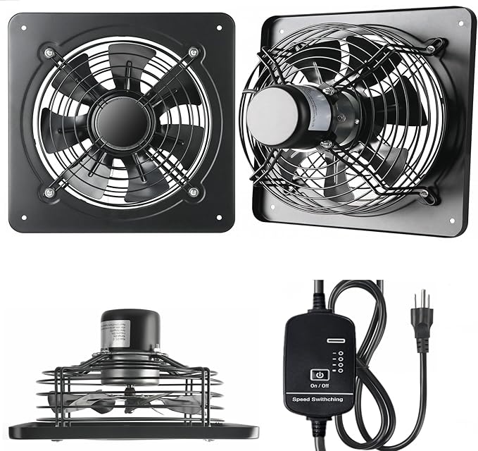 12 Inch Wall Window Exhaust Fan Wall Mounted Ventilation 720 CFM Basement Extractor Fan Industrial Fan for Home Garage Office Commercial Use (12 Inch+Speed Control)