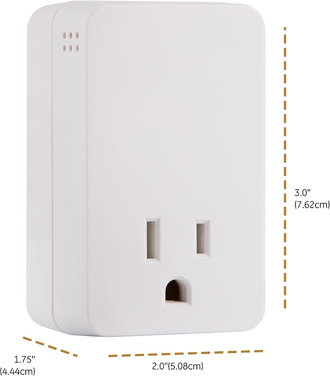 GE UltraPro Surge Protector Plug with Alarm, Outlet Extender, Plug Adapter, Appliance, Refrigerator, End of Service, 1080 Joules, Warranty, UL Listed, White, 38124