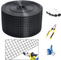 YESON Solar Panel Guard, 8in X 100ft PVC Coated Critter Guard Roll Kit for Solar Panel Wire Screen, Black Pigeon Barrier Netting with 120 Fastener Clips, Cutting Scissor, Gloves