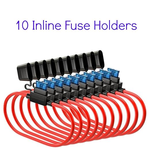 120 Assorted Fuses with 10 Inline Fuse Holders - Includes Fuse Puller Tool, Great for Use on Cars