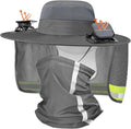 Solar Fan Hat for Men Women Sun Wide Brim Fishing Hat with Dual Power Ice Silk Neck Cover Reflective Design