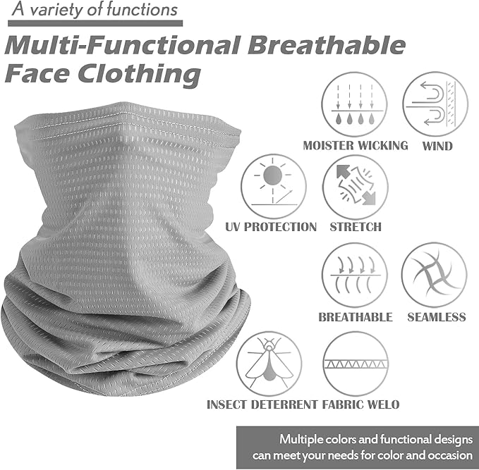 Geyoga Neck Gaiter Bandana Face Mask Summer UV Protection Cooling Breathable Face Mask Neck Scarf Balaclava for Men Women