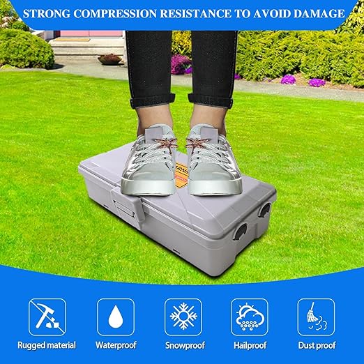 Medium Outdoor Electrical Box (10.3 x 5.9 x 3.7 in),IP54 Waterproof Extension Cord Connection Box with 6 Cable Entry Ports,Large Weatherproof Outlet Cover for Power Strip,Holiday Lights,Plug&Timer