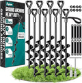 19-Inch Ground Anchors Heavy Duty, Trampoline Stakes Anchors Screw-in for High Wind, Earth Anchor with Strong Straps for Swing Sets, Trampolines, Mobile Home, Sheds, Carports(8x19in)