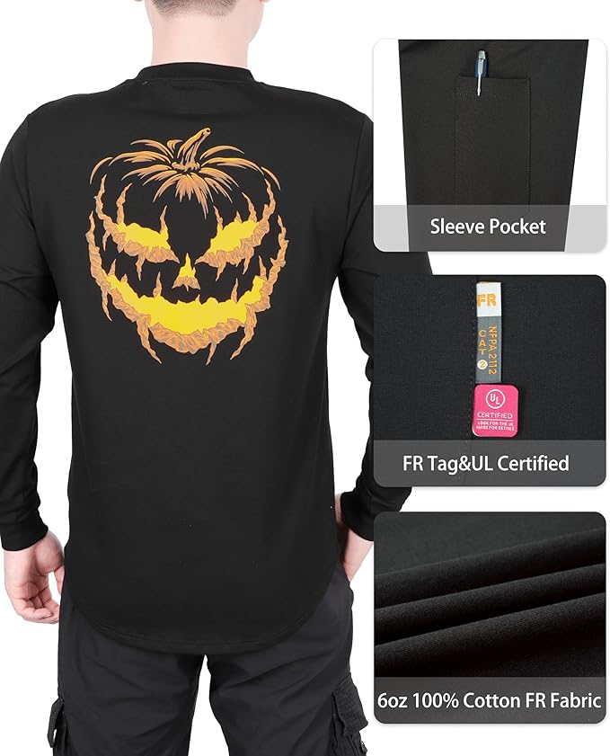 KONRECO FR Shirts for Men Crewneck 6oz Jersey Lightweight Flame Resistant Work T Shirt NFPA2112 CAT2