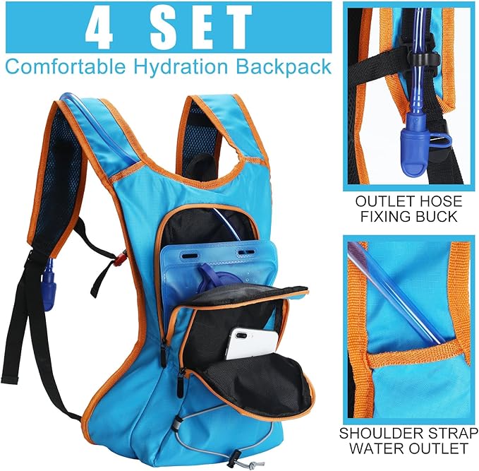 4 Pack Hydration Backpack with 2L Water Bladder Lightweight Hydration Backpack Pack for Men Women Hiking Cycling Camping Running Climbing