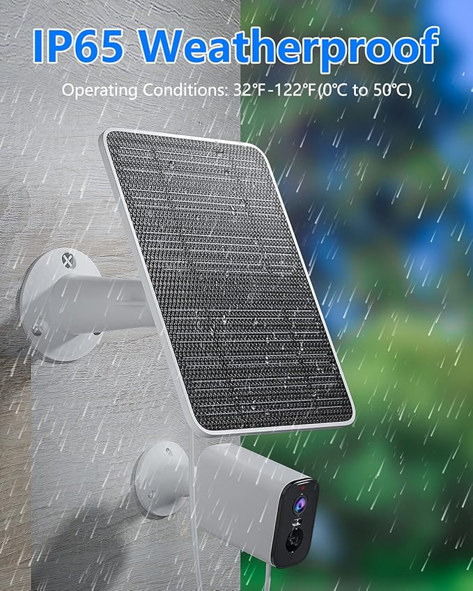 Solar Panel for Security Camera, 5W USB Solar Panel for DC 5V Security Camera, Micro USB & USB-C Port Solar Panel, IP65 Waterproof Solar Charger for Camera,360° Adjustable Mounting 13ft Cable, 4 Pack