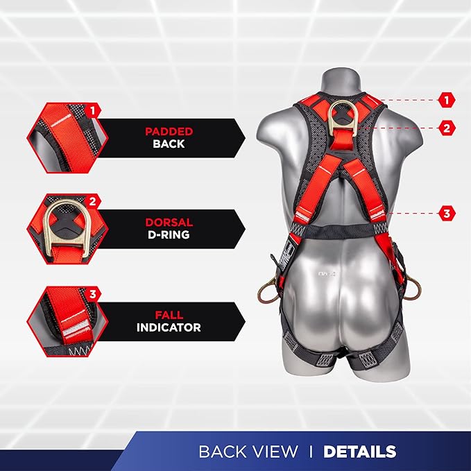 Palmer Safety Fall Protection Safety Harness Kit I Construction Harness + Various Lanyard + D-Ring Extender