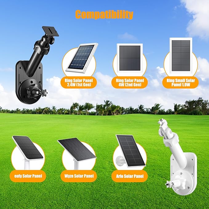 Wall Mount for Cameras and Solar Panels, 2-in-1 Mount Compatible with Ring, Blink, Eufy, Arlo, Wyze, Solar Panel and Cam, with Ring Stick Up Cam/Spotlight Cam/Plus/Pro(Battery), Adjustable Angle
