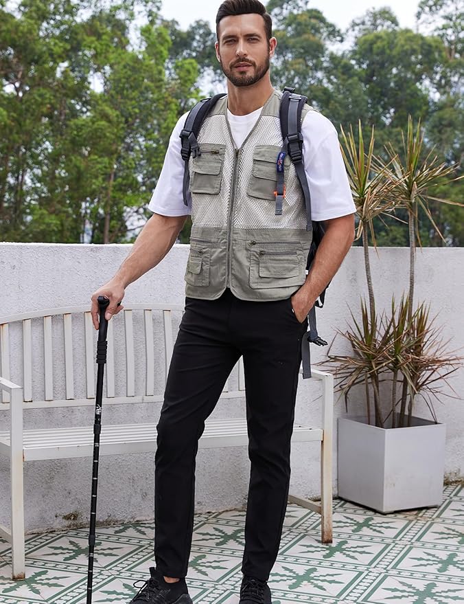Gihuo Men's Fishing Safari Vest with Pockets for Summer Travel