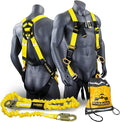KwikSafety - Charlotte, NC - RATTLER [COMBO] 6 ft Safety Lanyard, 3 D-Ring Safety Harness, Tool Lanyard, ANSI Single Leg Shock Absorbing Lanyard Snap Hooks Fall Protection