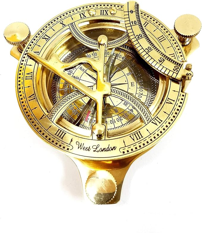 5" Brass Sundial Compass Solid Brass Sundial Compass Rustic Vintage Home Decor Gifts
