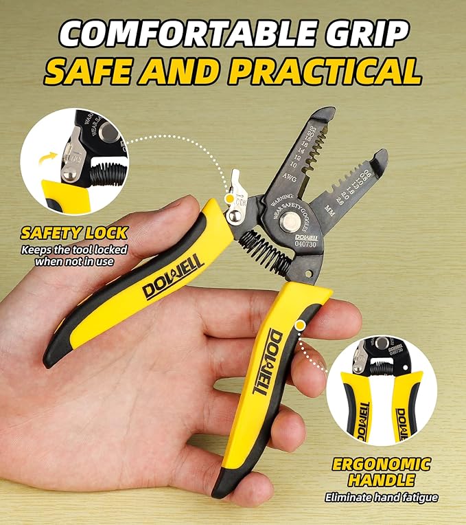 DOWELL 10-22 AWG Wire Stripper Cutter Wire Stripping Tool And Multi-Function Hand Tool，Professional Handle Design And Refined Craftsmanship.