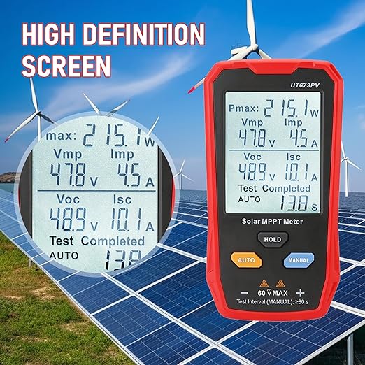 UT673PV Solar Panel Tester, Photovoltaic Multimeter 800W, Solar MPPT Meter with Large Ultra Clear LCD, Smart MPPT Open Circuit Voltage Troubleshooting, Data Test for Photovoltaic Modules