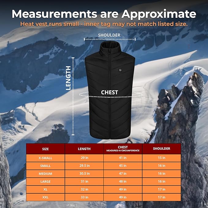 Alpha Heat Vest USB Rechargeable Heated Vest for Men and Women 8 Heating Zones Waterproof Electric Heated Jackets