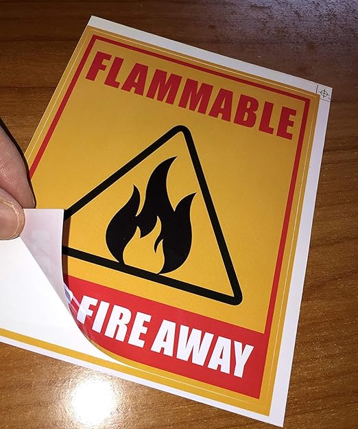 Outdoor/Indoor (4 Pack) 5" X 4" - Flammable Keep Fire Away - Danger Safety Caution Warning Sign Label Sticker Decal - Back Self Adhesive Vinyl