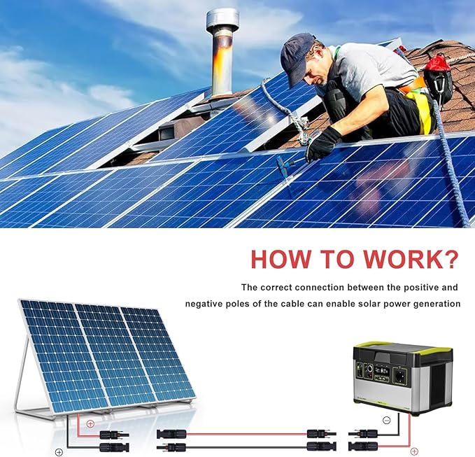 Twin Wire 60FT Solar Extension Cable - 10AWG (6mm²) Solar Panel Connector, with 6 Pairs-IP67-Male/Female Solar connectors for Outdoor Automotive RV Boat Marine Solar Panel- Black & Red