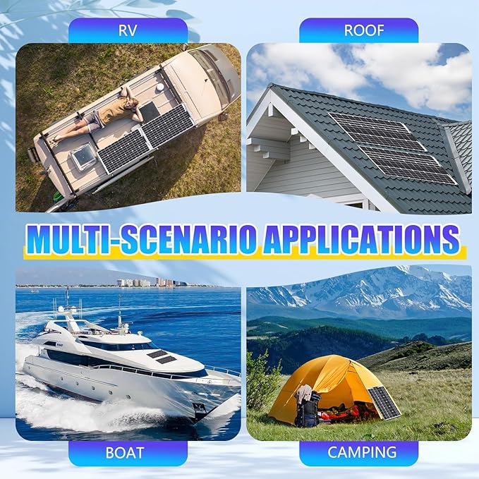 KEPEAK 100W Solar Panel Flexible, Ultra Lightweight 100 Watt Flexible Solar Panel for RV, Waterproof Monocrystalline RV Solar Panel for Off-Grid Marine Camping Van Boat Trailer