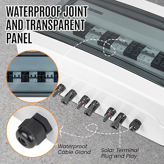 Solar Combiner Box (1 in 1 Out/2 in 2 Out/3 in 3 Out/4 in 4 Out) PV Combiner Box with 1000V DC 40A MCB & 20-40KA SPD Power Distribution Box (4String 4in4out)