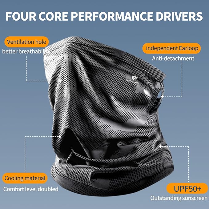 Summer UV Protection Cooling Neck Gaiter Face Clothing Neck Gaiter Mask Scarf Sunscreen Breathable(White/Black)
