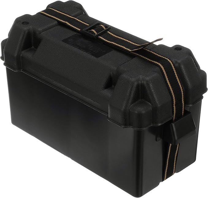 Attwood 9084-1 Large Vented Battery Box with Mounting Strap, Fits Group 29 and 31 Series Batteries, Black