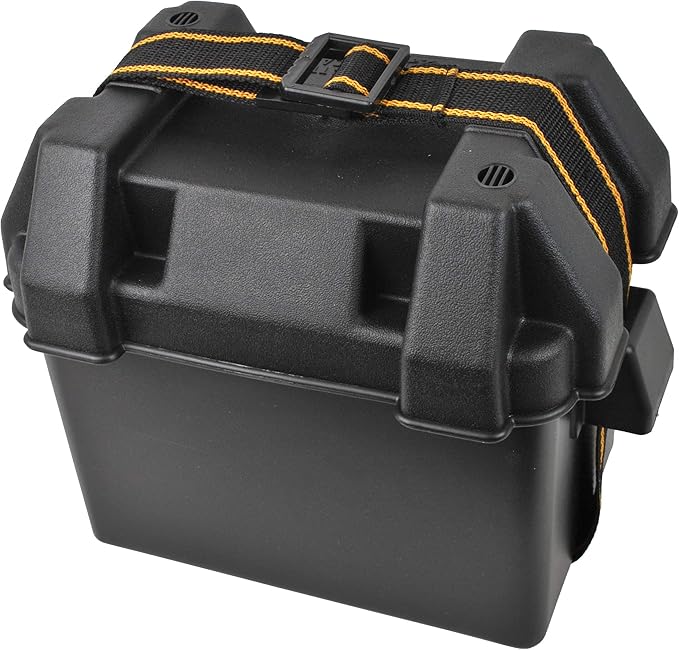 Attwood 9082-1 Small Battery Box with Mounting Kit and Strap, Fits U1 Batteries, Black