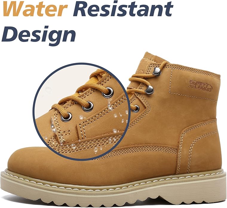 Side Zipper Soft Toe Work Boots for Men 6" with Welt Construction, Lightweight Utility Nubuck Leather Shoes, Featuring Speed Hooks, Slip & Water Resistant Mens Ankle Workboots