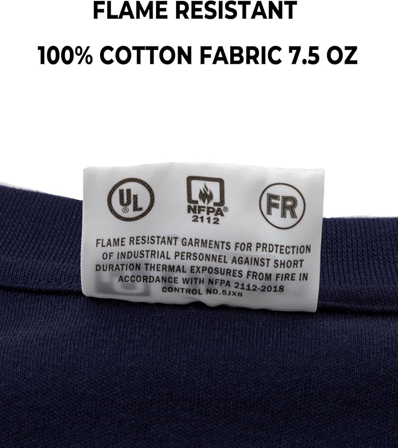 Ubon FR Shirts for Men Welding Shirt Flame Resistant Long Sleeve Work Shirts 6.5 Oz FR Clothing