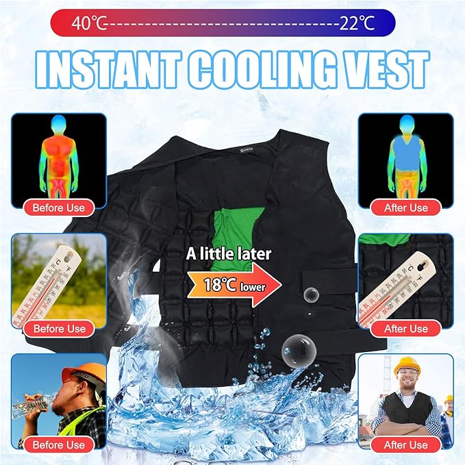 Cooling Vest with Ice Cells, Adjustable Unisex Cold Vest for Hot Weather, Reusable Cooling Gear for Outdoor Work
