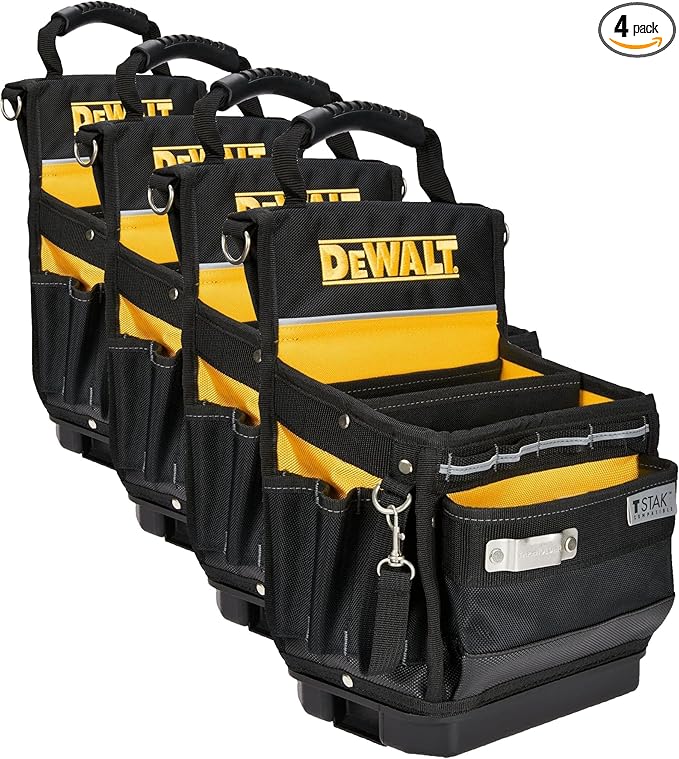 DEWALT Tool Bag, Easy Access Small Tool Pouch with Hard Bottom and Carrying Strap (DWST17624) (Pack of 4)