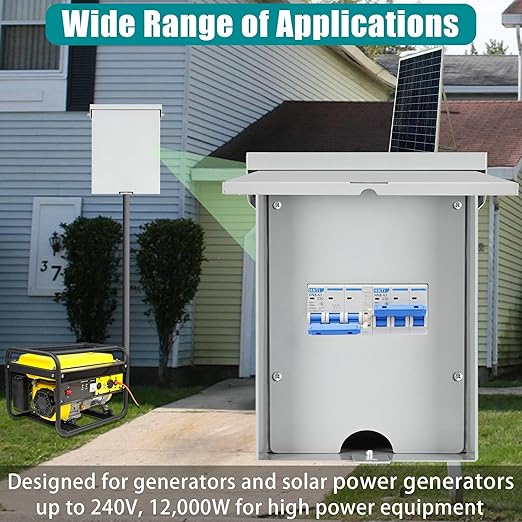 50 Amp 3 Pole Generator Manual Transfer Switch, 208-240V 12000W Transfer Switch for Home Generator and Solar Power Systems, Meeting NEMA 3R Standards for Outdoor and Indoor, with Ground (50A-3P)