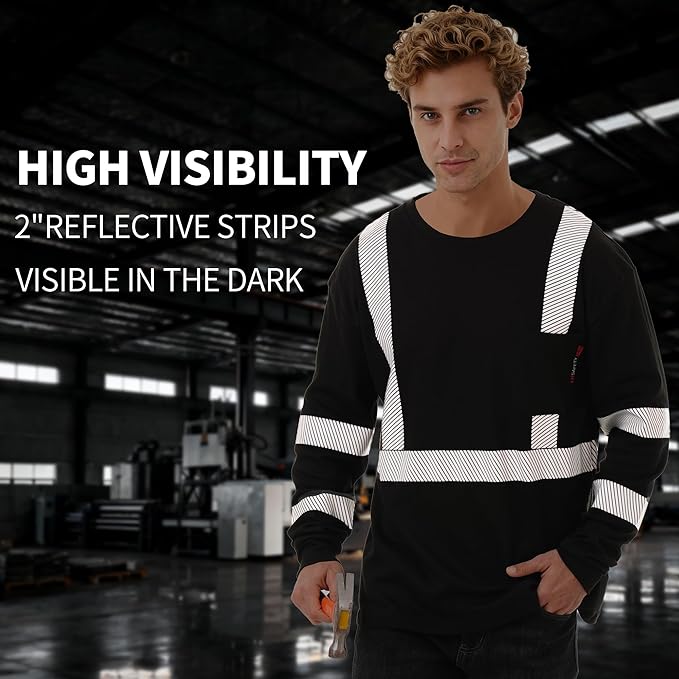 FR Shirts for Men 6 oz Hi Vis Fire Resistant Flame Resistant Long Sleeve Shirts High Visibility Cotton Welding Shirt CAT2