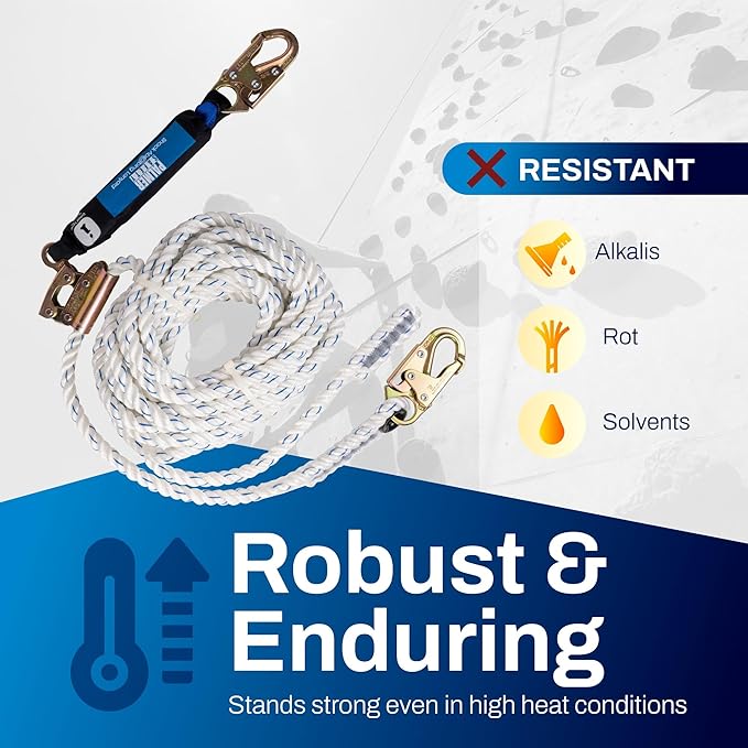 Palmer Safety Vertical Lifeline Assembly - 50FT Rope Harness Safety Lanyard with Rope Grab - Fall Protection Kit