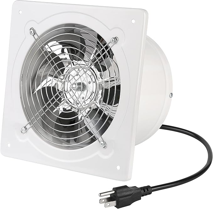 Nalle 8 inch Exhaust Fan 80W 500CFM Through-wall installation Ventilation Fans 110V Exhaust Smoke Fan with Power Cord for Kitchen,Bathroom,laundry room,Garage (white)