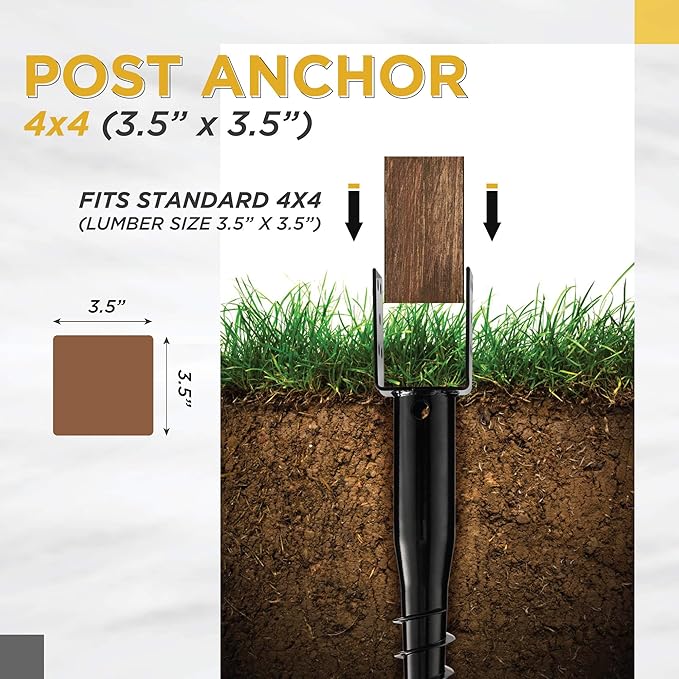 Premium No Dig Ground Anchor DIY Screw in U-Model 27 Inch Fits Standard 4x4 Post (3.5" X 3.5" Inch) Great for Mailbox and Fence Posts