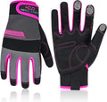 HANDLANDY Work Gloves for Women, Breathable Leather Gardening Glove for Yard Maintenance, Hand Protection with Touch Screen