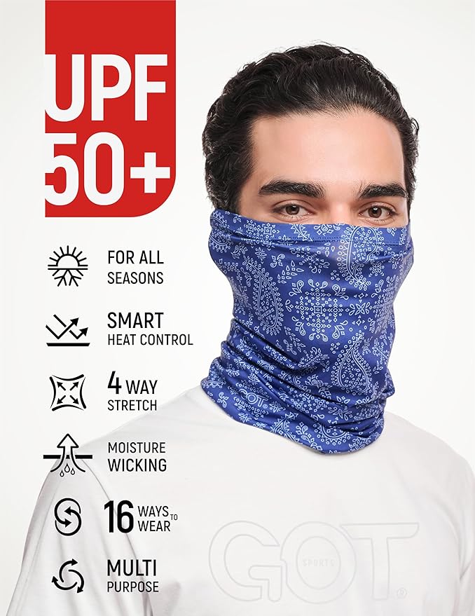 GOT Sports Cooling Neck Gaiter - UPF 50+ Fishing Face Mask for Men Women - Thermoregulation & UV Sun Protection