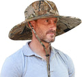 Men Safari Sun Hat Wide Brim Boonie Fishing Cap with Adjustable Drawstring
